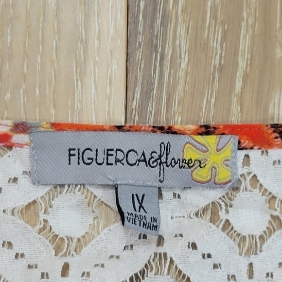 Figueroa & Flower Boho Floral Balloon Sleeve Mixed Print Peasant blouse size 1X - Picture 4 of 7